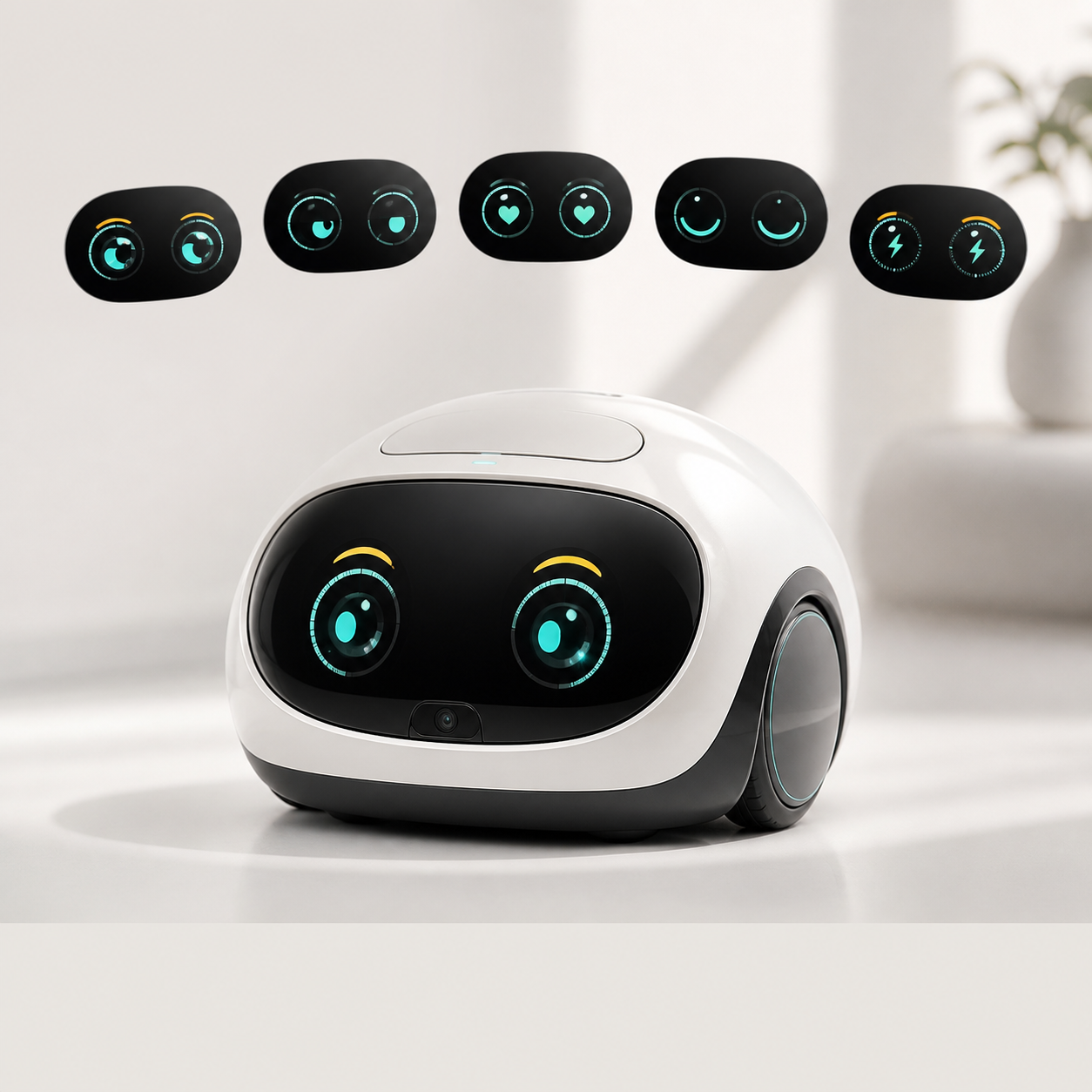 AI companion with expressive OLED eyes — application concept